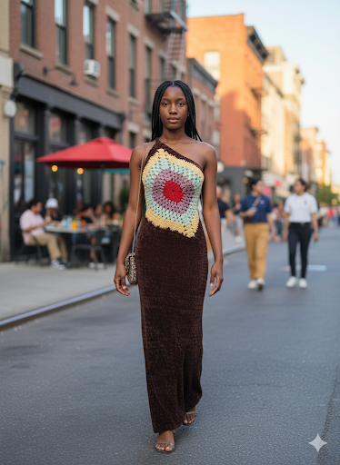 Handmade Crochet Halter Maxi Dress 