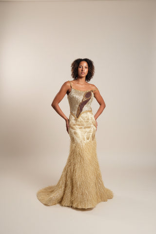 Golden evening dress