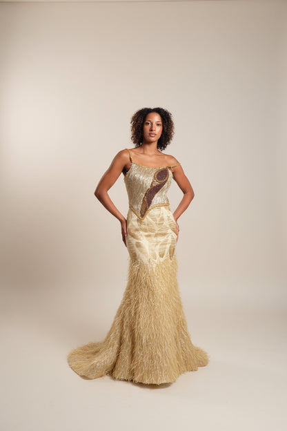 Golden evening dress