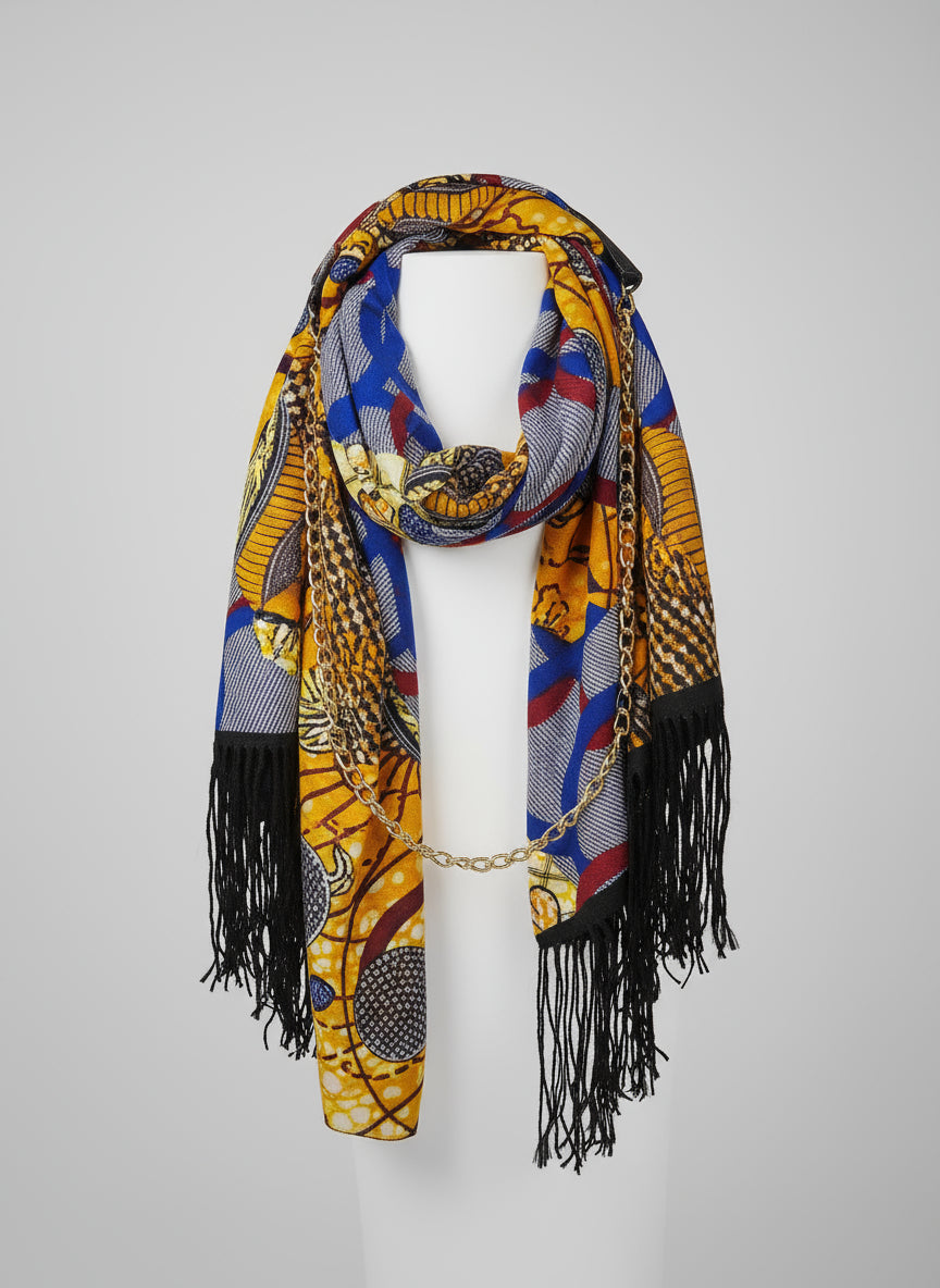 Patchwork African print scarf