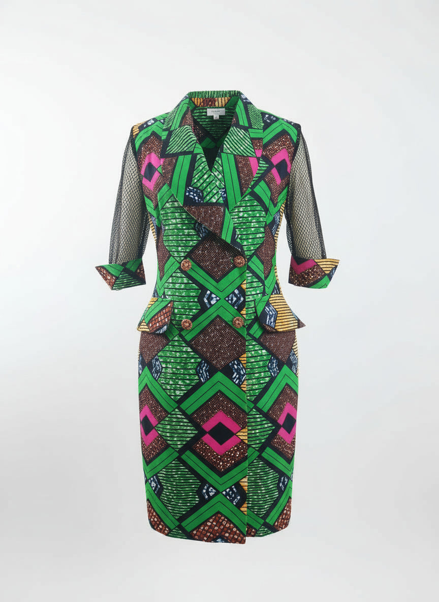 African Print Blazer Dress – Handmade Ankara Elegance