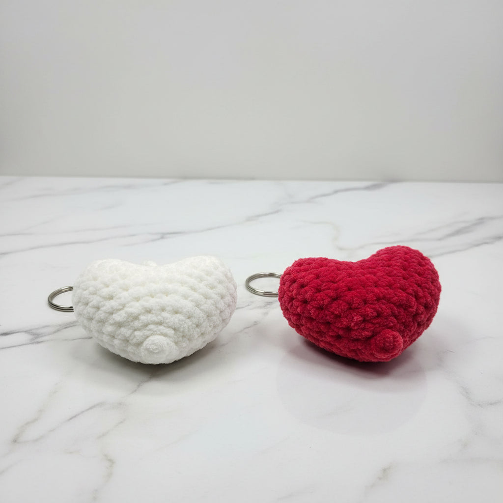 Handmade Crochet Heart & Awareness Ribbon Keychain –