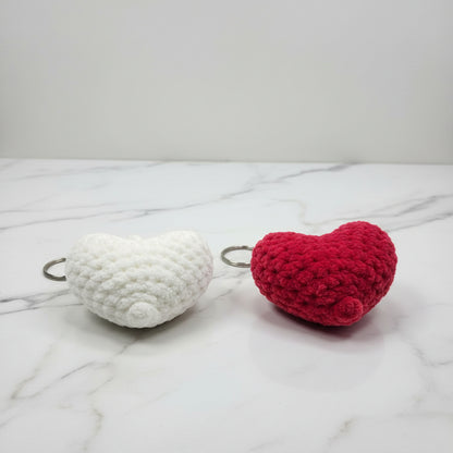 Handmade Crochet Heart & Awareness Ribbon Keychain –