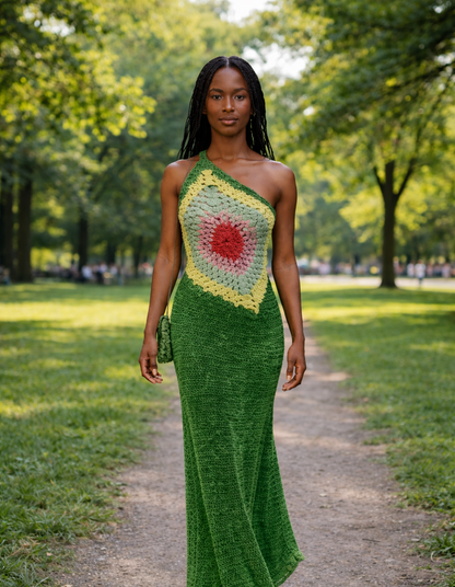 Handmade Crochet Halter Maxi Dress 
