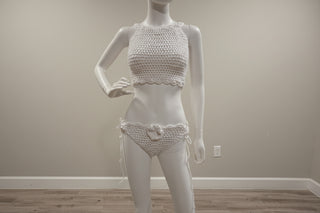 3-Piece Crochet Swimsuit Set with Pareo – Handmade Bikini Set – Luxury Beachwear | Comme à Paris