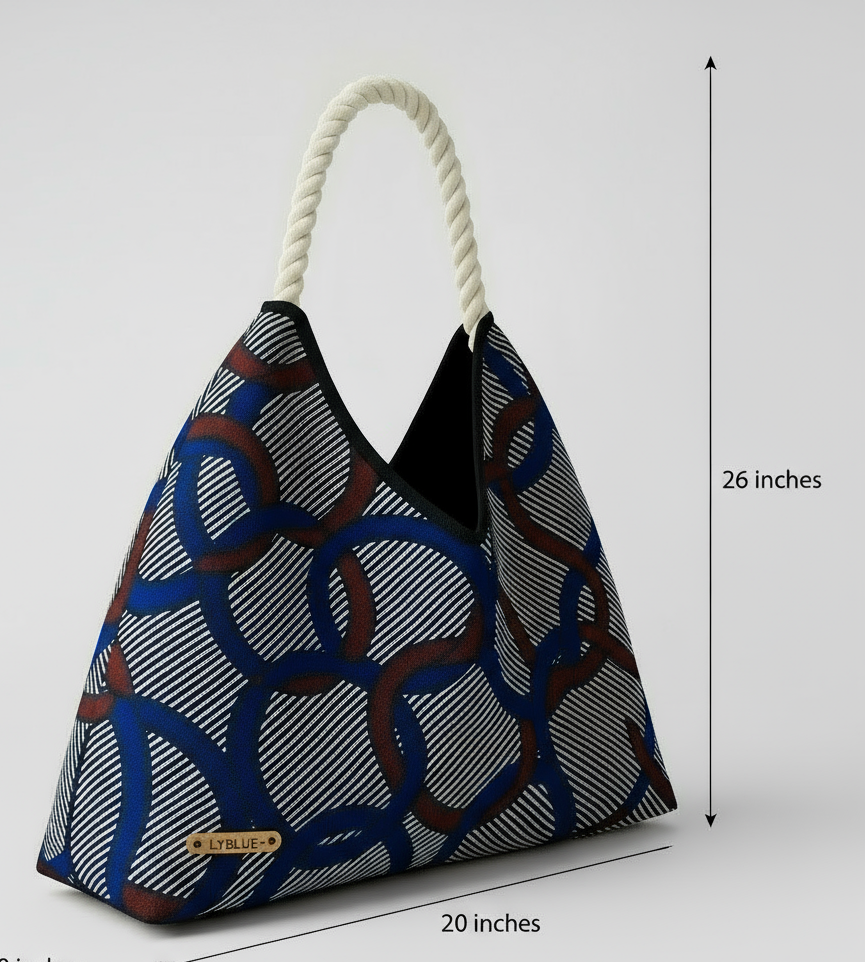 Handmade African Print Tote Bag – Rope Handle, 20"x26"