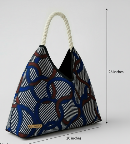Handmade African Print Tote Bag – Rope Handle, 20"x26"