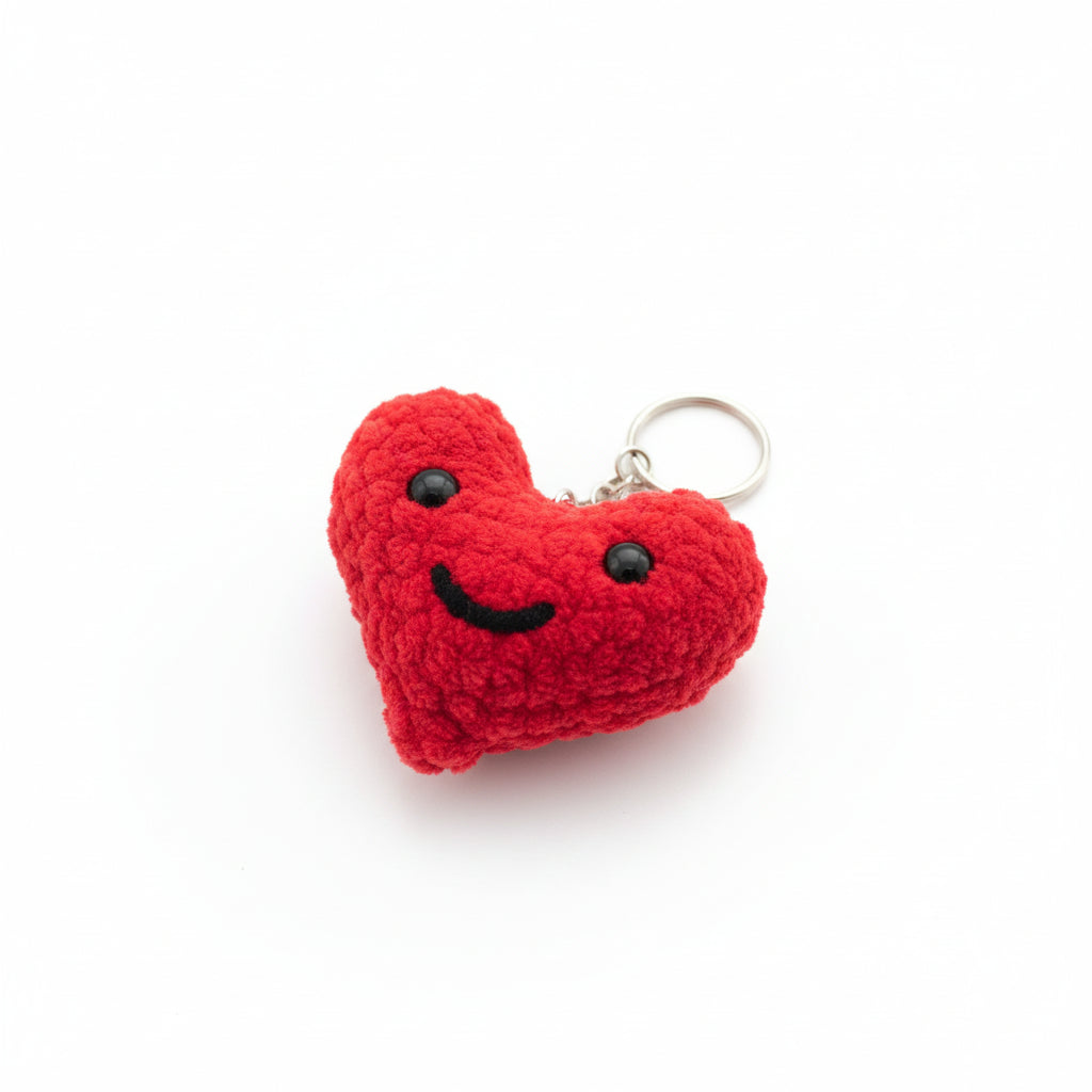 Handmade Crochet Heart & Awareness Ribbon Keychain –