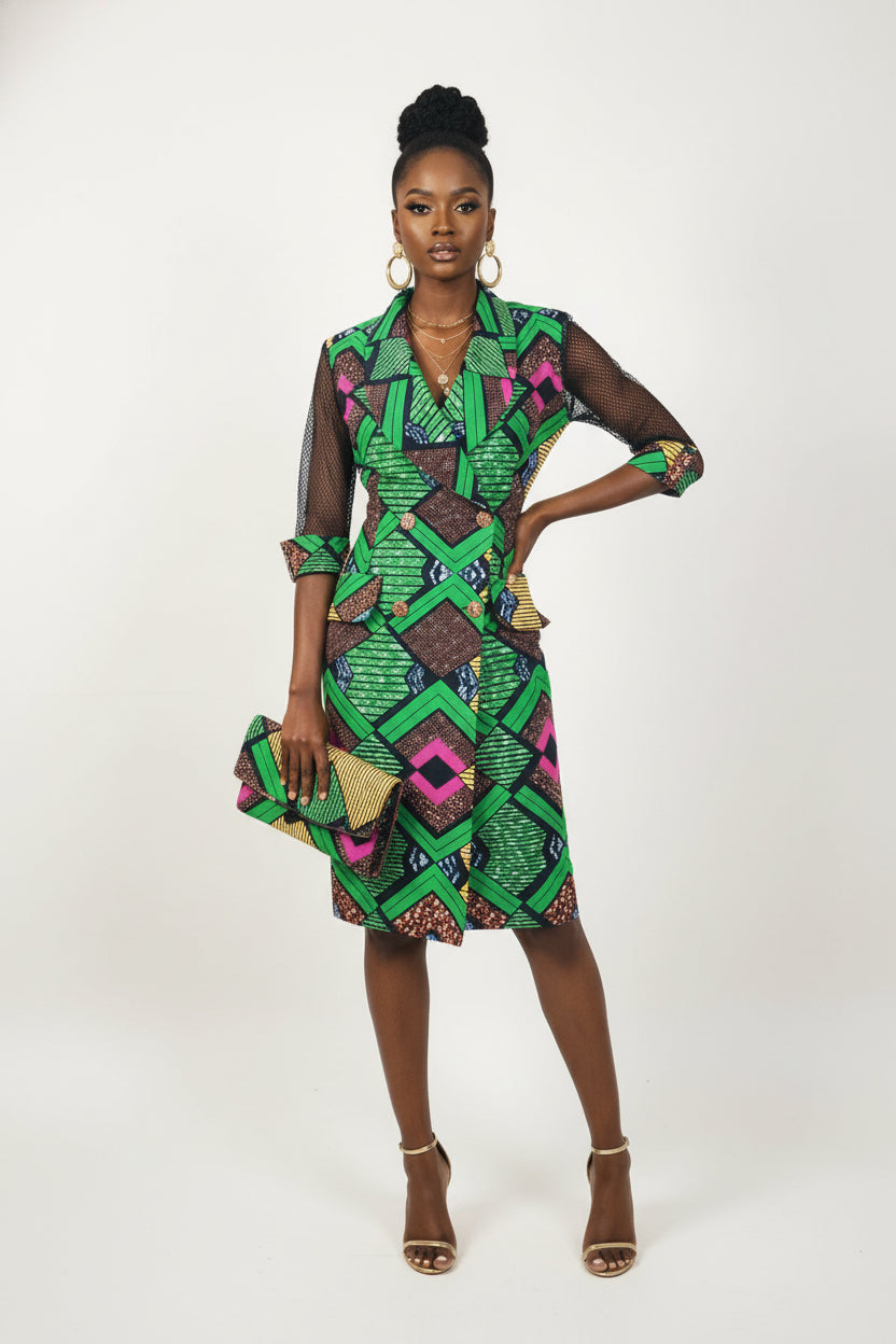 African Print Blazer Dress – Handmade Ankara Elegance