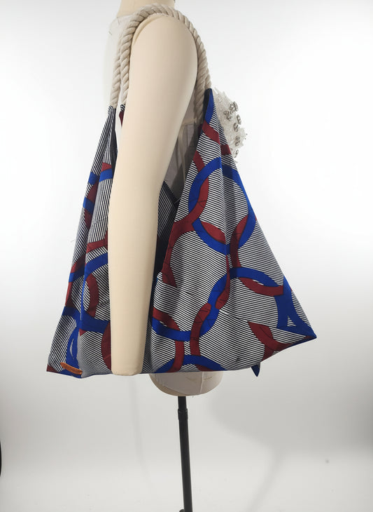 Handmade African Print Tote Bag – Rope Handle, 20"x26"