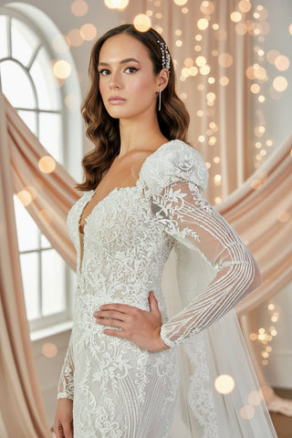 Long Sleeve Maxi Tulle Regular Wedding Dress